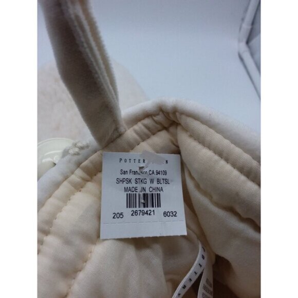 Pottery Barn Kris Faux Sheepskin with Bells Christmas Holiday Stocking Cream - Picture 4 of 10